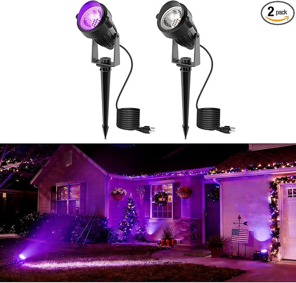 L LOHAS LED Tree Spotlight Outdoor, Purple Halloween Spot Lights for Yard, Auto On/Off 5W 120V Landscape Lighting | Lumora