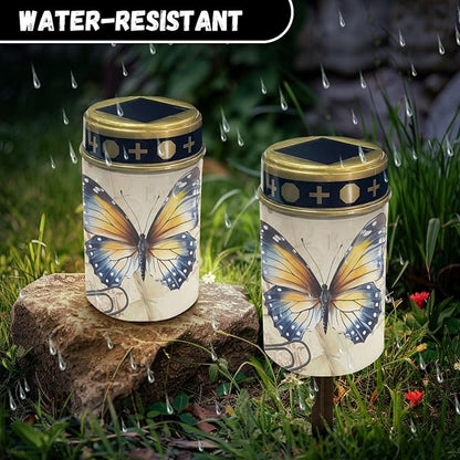 Butterfly Solar Garden Lights Outdoor Solar Walkway Lights Pathway Lights Waterproof Solar Lantern Landscape Lights,Butterfly Decorations LED Solar Lantern-Warm White,Yellow