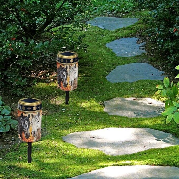 Horses Garden Stake Light, Solar Lights for Cemetery Grave,Solar Pathway Lights Outdoor,Lawn Yard Patio Garden Decor