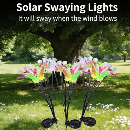 Solar Butterfly Lights 10 Heads 3 Pack - Outdoor Waterproof, No Wiring Needed,Garden Yard Patio Pathway Decoration, Warm White, Swaying in Wind, Romantic Atmosphere Lights (3, Butterfly)
