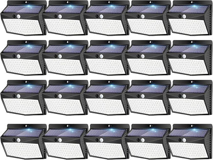 Peasur 20 Packs Solar Outdoor Lights Motion Sensor Solar Security Light Waterproof with 3 Lighting Modes Solar Powered Wall Lights Outside for Garden Fence Yard