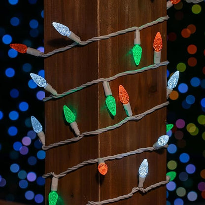 ‎‎‎Novelty Lights 24FT 70 LED C6 LED St. Patrick's Day String Lights, Outdoor Christmas Tree Commercial Grade LED String Lights, Christmas Lights Outdoor Tree Decorations Outdoor (Green/White/Orange)