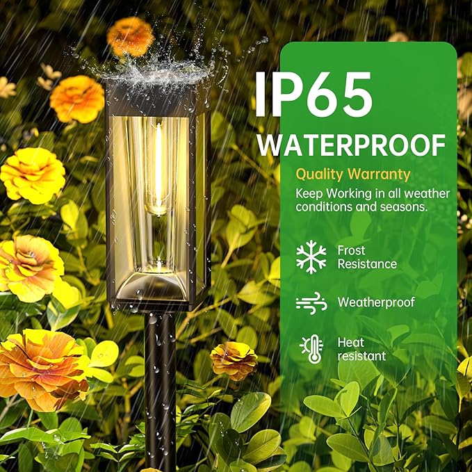 2-In-1 Solar Yard Lights Outdoor 2 Pack,Super Bright Adjustable Warm&Cool White,Waterproof IP65,Dusk To Dawn Auto Solar Lights Powered Outside for Pathway/Garden/Driveway/Patio,Support Wall Mounted