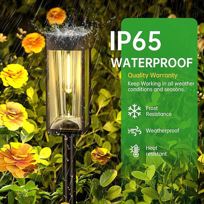 2-In-1 Solar Yard Lights Outdoor 2 Pack,Super Bright Adjustable Warm&Cool White,Waterproof IP65,Dusk To Dawn Auto Solar Lights Powered Outside for Pathway/Garden/Driveway/Patio,Support Wall Mounted