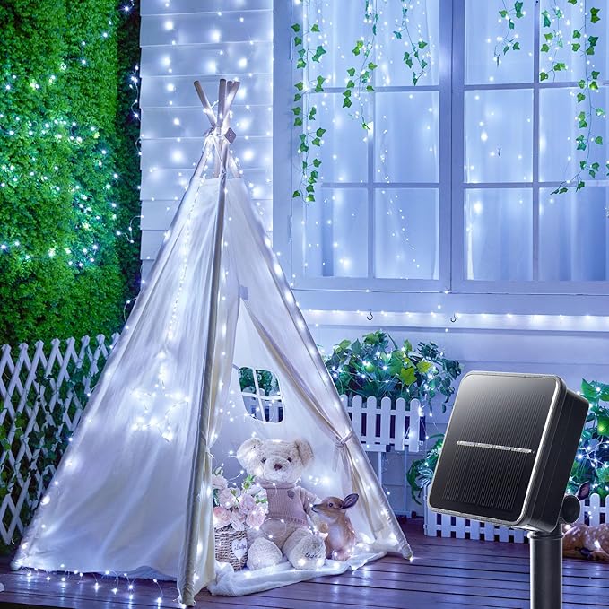 Minetom Solar String Lights, 2 Packs Total 66Ft 200 LED Solar Fairy Lights, Waterproof - Decorative Outdoor Light | Lumora