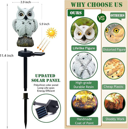 SmilingTown Solar Owl Garden Lights - Outdoor Owl Decorative Stake Light Waterproof for Yard Patio Pathway Lawn Ornaments Garden Decorations Gifts (2 Packs)