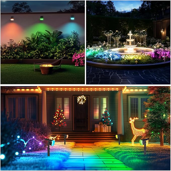 Linkind RGB Solar Christmas Lights Outdoor Spotlights IP67 Waterproof 10 Lighting Modes Solar Color Changing Lights | Lumora