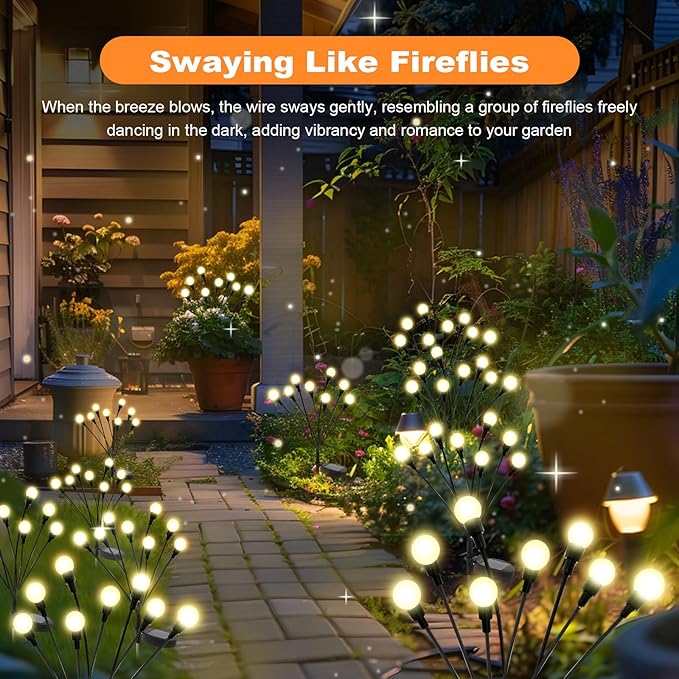 ALSO GO Solar Lights Outdoor, 2 Pack 16 LEDs Firefly Lights, Waterproof Solar Garden Lights, Solar Firefly Lights | Lumora