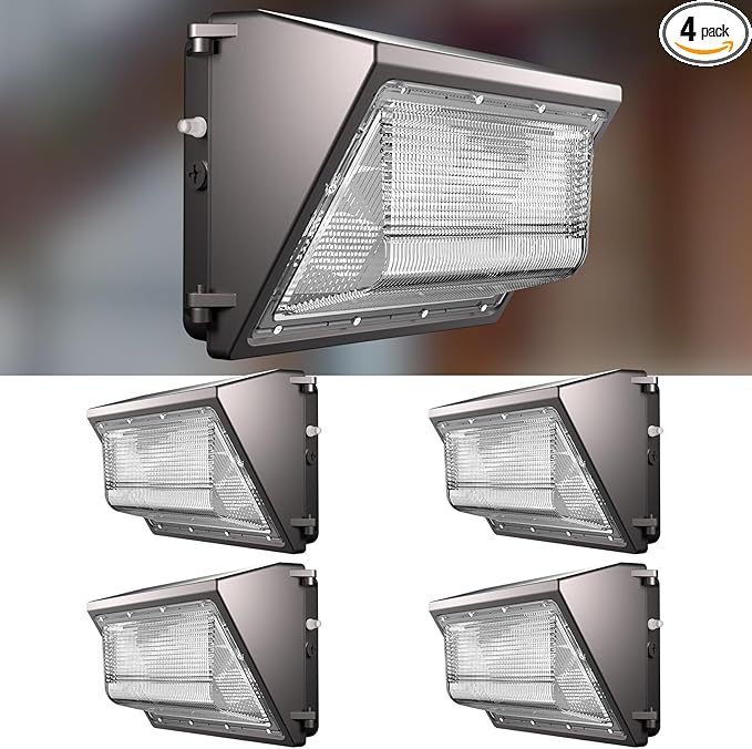 Lightdot 4Pack 200W LED Wall Pack Lights, 100-277v Dusk to Dawn Photocell | 30000Lm(150Lm/W) 5000K IP65 Outdoor Flood Lighting for Yard,Warehouse,Factory,Building,Garage, ETL(Height:15~30ft)