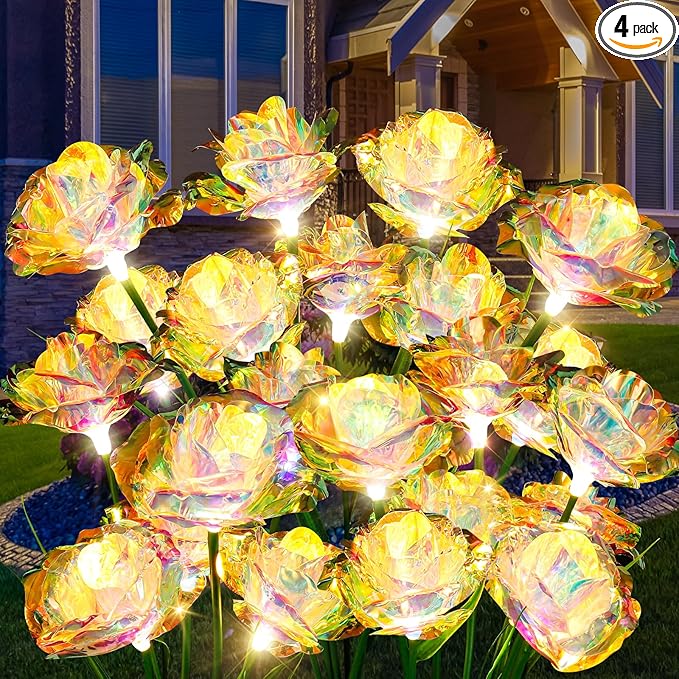 [24 Bigger Roses] Solar Garden Lights Outdoor, Birthday Gifts for Mom Women Preserved Flowers Solar Light, IP65 | Lumora