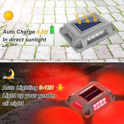 T-SUN Solar Deck Lights Outdoor 12 Pack, Red LED Driveway Deck Light Dock Marine Waterproof Driveway Marker Lights for Step Sidewalk Stair Garden Pathway Walkway Yard