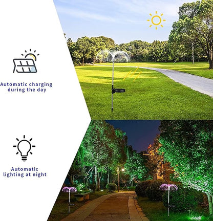 Solar Weeping Willow Firework Light, Outdoor Jellyfish Solar Garden Decorative Stake Lights for Walkway Pathway Backyard Christmas Decoration Parties (2 Pieces) (Multi-Colored)
