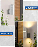 TENGXIN 2 Pack Patio Wall Light Cylinder,Up Down Modern Outdoor Wall Sconce with Stainless Steel Cylinder,Brushed | Lumora