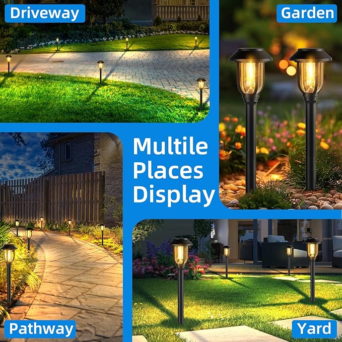 12 Pack Solar Pathway Lights + 2 Pack Solar Lamp Post Lights Outdoor - 14 Piece Bundle for Walkway, Driveway | Lumora