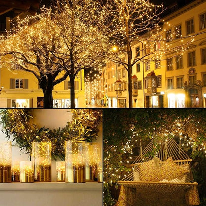 Lomotech Solar String Lights Outdoor - 2 Pack Total 66ft 200LED Solar Fairy Lights Waterproof 8 Modes Twinkle Lights for Outdoor, Patio, Garden, Yard, Party, Wedding, Tree Decoration (Warm White)