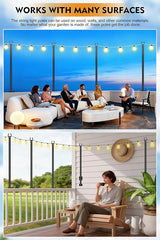 FEED GARDEN 5 Ft String Light Poles with Fence Brackets, Black Metal, 4 Pack, for Outdoor Deck Patio Backyard | Lumora