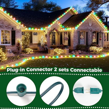 Minetom C9 Bulb String Lights Outdoor 50 Feet Multicolored Christmas Lights Green Wire for Outdoor Patio Room Christmas Tree Party Backyard Decoration, E17 Base, 50 +2 Bulbs