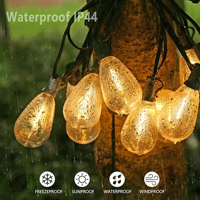 100FT Outdoor String Lights for Outside Patio Lights with 24+1 Shatterproof S14 E12 LED Bulb, 2700K Outside Hanging | Lumora