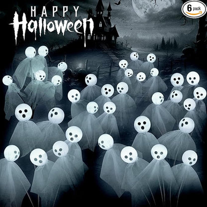 VIHOSE 6 Packs Halloween Solar Lights Outdoor 36 LED Solar Ghost Pathway Lights Waterproof Spooky Ghost Path Light Outdoor Halloween Decorations for Outside Garden Lawn Yard Decors (White)