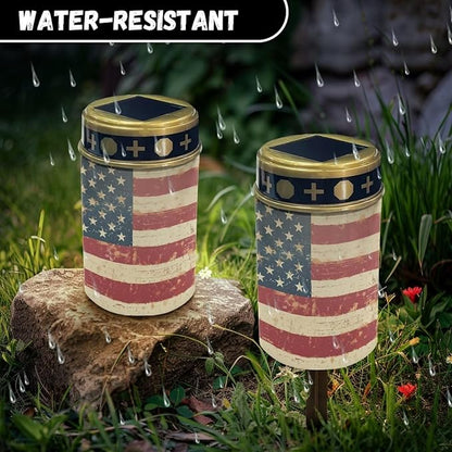 Solar Lights Outdoor Waterproof,American Flag Designs Landscape Lighting Outdoor Solar Lights for Outside Solar Garden Lights