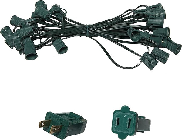 Wintergreen Lighting C9/E17 Light Stringer, 12' Socket Spacing, Outdoor Patio String Light, Fits C9/E17 Size | Lumora