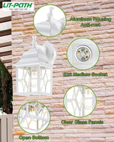LIT-PaTH Outdoor Wall Lantern, White Large Exterior Wall Light Fixture, E26 Base, Anti-Rust Aluminum Porch Lighting | Lumora