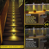 ROSHWEY Solar Deck Lights, 6 Pack 30 LED Stainless Steel Outdoor Deck Lights Solar Powered, IP65 Waterproof Step | Lumora