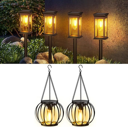 KOOPER Solar Lanterns Outdoor Lights +Solar Pathway Lights Outdoor