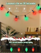 25Ft C9 LED Christmas Lights Outdoor, C9 Red and Green Christmas String Lights with 26 LED Shatterproof Bulb | Lumora