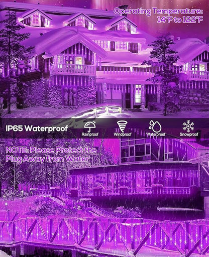 Christmas Lights 12 Inch 10 Tubes Meteor Shower Light LED Falling Rain Drop Lights Icicle Snow Cascading Xmas String Decor for Wedding Party Garden Decoration,Shine Purple