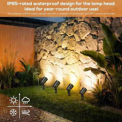 SUNTHIN Outdoor Landscape Lights 4 Pack, 600LM per Light, Retro Aluminum Light Socket