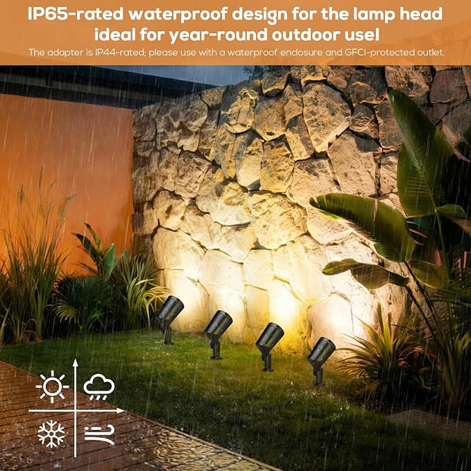 SUNTHIN Outdoor Landscape Lights 8 Pack, 600LM per Light, Retro Aluminum Light Socket | Lumora