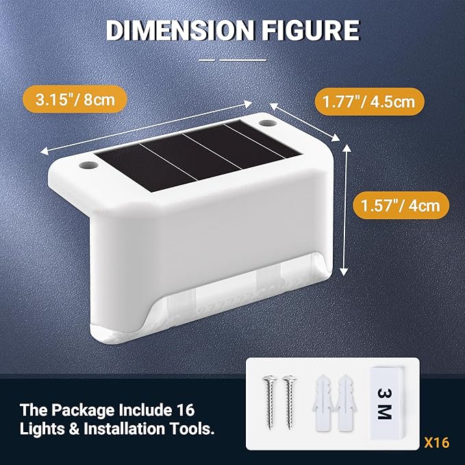 SOLPEX Solar Fence Lights Outdoor 20 Pack, Solar Step Lights Waterproof Led Solares Light for Outdoor Stairs, Deck | Lumora