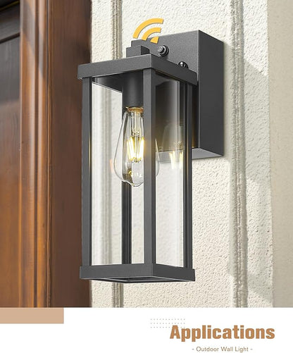 Ken & Ricky Outdoor Wall Light Fixture,Exterior Lighting Fixtures,Modern Sconce Lights for Porch Patio Garage Front Door with Gfci Outlet (Black)