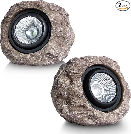 Solar Garden Lights Outdoor Super Bright Solar Rock Spot ligths Outdoor 2 Pack Led Landscape Lighting for Pathway Lawn Patio Porch Yard Walkway