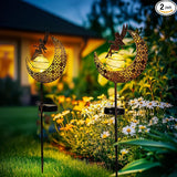 Fairy Garden Solar Lights Outdoor Moon Stakes, Waterproof Outdoor Metal Decor Gifts for Women Mom, Art Moon | Lumora