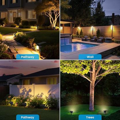 VOLISUN Solar Spotlight Outdoor, IP67 Waterproof Solar Landscape Spot Lights，Uplights for Yard Garden Pathway - 6 Pack Warm White 27 LED 3 Lighting Modes