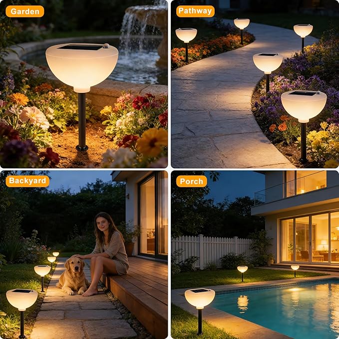 Lightdot Solar Pathway Lights Outdoor Bright Solar Powered Garden Lights Dusk to Dawn, Auto On/Off, IP65 Waterproof Decor Landscape Lighting for Yard/Lawn/Walkway/Driveway-2Pack