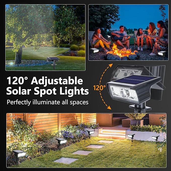 Toodour Solar Spot Light Outdoor, 6 Pack Solar Lights Outdoor with 2 Modes, Waterproof Solar Powered Flood Lights | Lumora