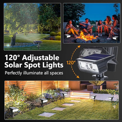 Toodour Solar Spot Lights Outdoor, 2 Pack Solar Christmas Lights Outdoor with 2 Modes, Waterproof Solar Powered Flood Lights Landscape Lighting for Yard Garden Pathway Walkway Xmas Decor - Cool White