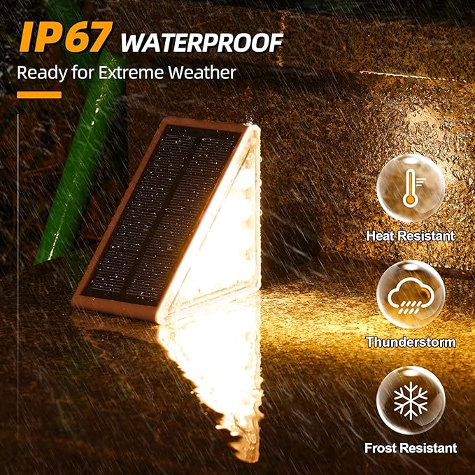 NIORSUN Outdoor Stair Lights 16 Pack, Solar Step Lights IP67 Waterproof with 13 Bright LEDs, 3000K Warm White, Auto | Lumora