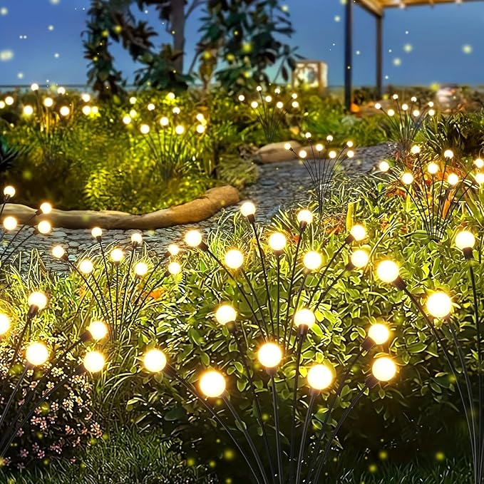 Solar Waterproof Outdoor Lights New Upgrade Solar Garden Lights, Swaying Fireflies, Suitable for Garden Decoration, Patio, Path & Holiday Decoration. (2 Packs - 16 LED)