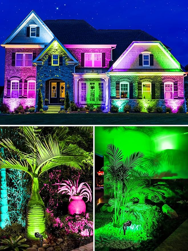 ZUCKEO 15W Christmas Spotlights Outdoor Spot Lights RGB Color Changing Landscape Lights, 120V Waterproof LED | Lumora