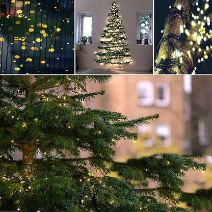 Connectable 240LED 88Ft 13Modes String Lights Outdoor Indoor | Extendable Green Wire Christmas String Lights with Timer | Twinkle Fairy Light Plug in for Xmas Tree Garden Decor Party (Warm White)
