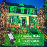100FT 300 LED Christmas Lights Outdoor for St Patrick's Day, Green String Lights Indoorwith 8 Modes, Waterproof | Lumora