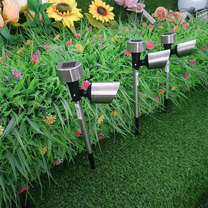 LED Solar Pathway Lights Outdoor Waterproof Lawn Stake Lights 2pcs Warm White for Garden Yard Landscape Lighting