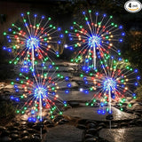 Solar Garden Firework Lights Outdoor Waterproof, 4 Pack Solar Lighting with 8 Lighting Modes , 120 LED Sparklers | Lumora