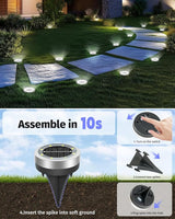 Mini Solar Ground Lights Outdoor 24 Pack Waterproof Upgraded Anti-Rust Solar Flat Garden Lights Stainless Steel | Lumora