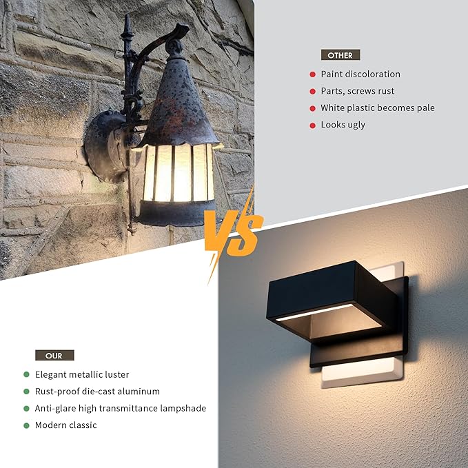 2 Pack Up Down Outdoor Wall Light Fixture LED Exterior Wall Mount Porch Light for Front Door Garage House | Lumora