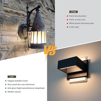 2 Pack Up Down Outdoor Wall Light Fixture LED Exterior Wall Mount Porch Light for Front Door Garage House Patio,7.5W Hard Wired IP54 Waterproof